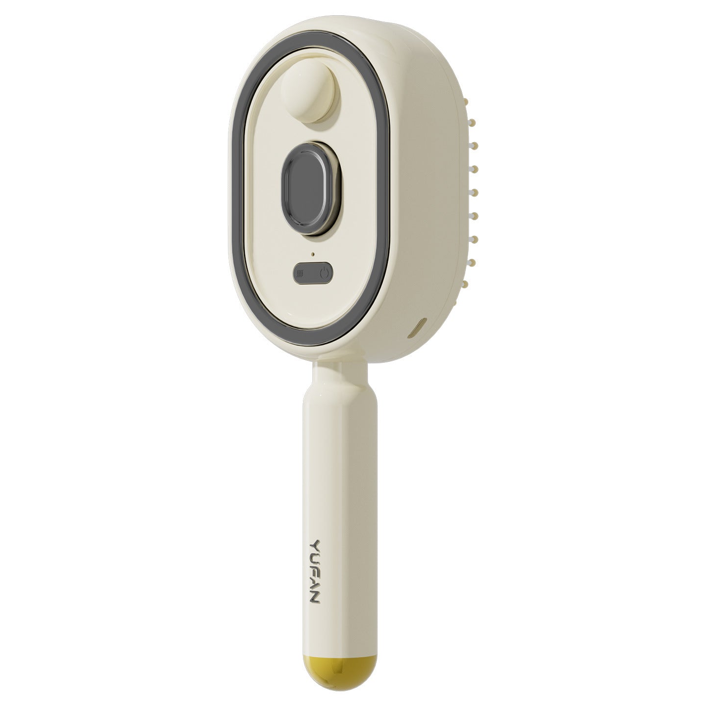 Handheld device with a camera lens on a white background